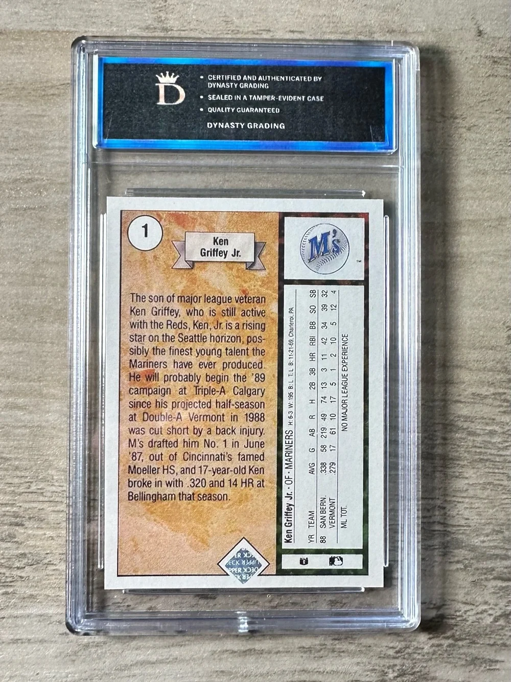 Ken Griffey Jr Signed Rookie 1989 Upper Deck #1 Gem Mint 10 Novelty Card.